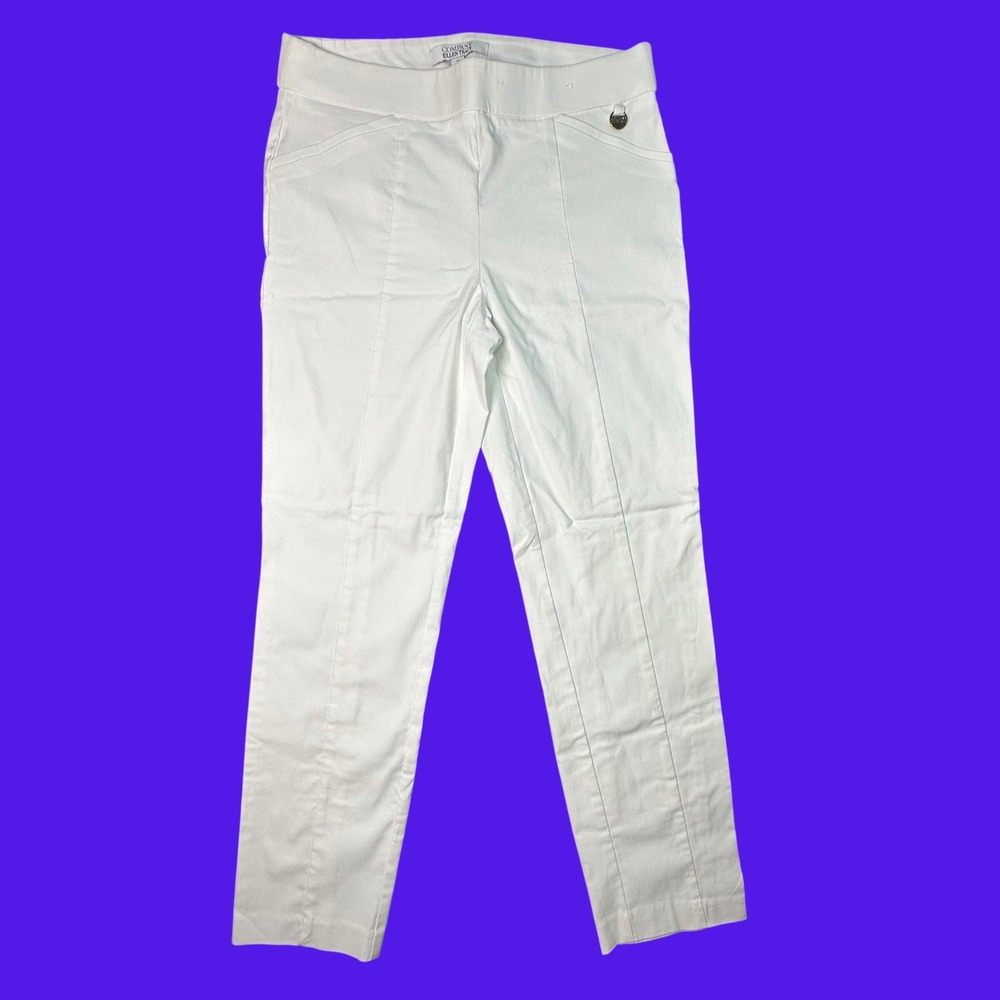 Company Ellen Tracy White Pull On Trousers Pintuck Seam Office Career Size S